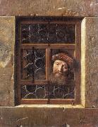 Samuel van hoogstraten, Man Looking through a window